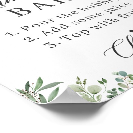 Eucalyptus Bladeren Bruidsfeest Mimosa Bar Bord Poster (Hoek)