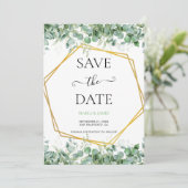 Eucalyptus Bladeren Bruiloft Save The Date (Staand voorkant)