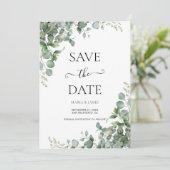 Eucalyptus Bladeren Bruiloft Save The Date (Staand voorkant)