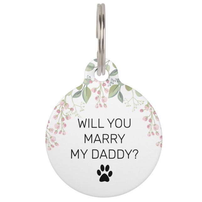 Eucalyptus bladeren en grappige tekst huisdierpenning (Voorkant)