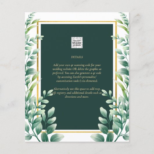 Eucalyptus Bladeren GOUD Bruidsdiner Uitnodiging Flyer (Achterkant)