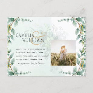 Eucalyptus Bladeren GOUDEN BRUILOFT QR CODE BEGROT Briefkaart
