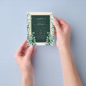 Eucalyptus Bladeren GOUDEN BRUILOFT QR CODE UITNOD Flyer (Hand)