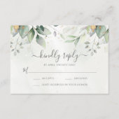 Eucalyptus Bladeren Gouden Eetopties Bruiloft RSVP Kaartje (Voorkant)
