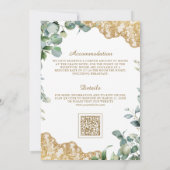 Eucalyptus Bladeren Gouden Kant QR Code Moslim Bru Kaart (Achterkant)