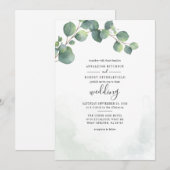 Eucalyptus Bladeren Groene Script Bruiloft Kaart (Voorkant / Achterkant)