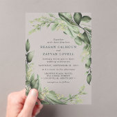 Eucalyptus bladeren krans moderne bruiloft acryl uitnodigingen (Insitu (Draagbaar))