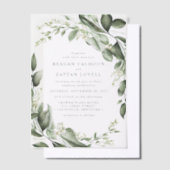 Eucalyptus bladeren krans moderne bruiloft vellum uitnodigingen (Offset)