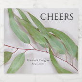 Eucalyptus bladeren met schaduwen bruiloft likeurfles etiket (Enkel label)