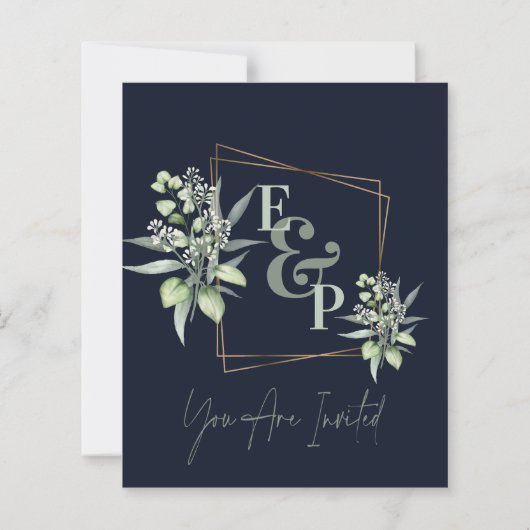 Eucalyptus Bladeren Monogram Budget Groene Huwelij (Achterkant)