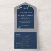 Eucalyptus Bladeren Overlay Boog Bruiloft All In One Uitnodiging (Binnen)