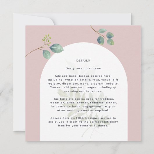 Eucalyptus Bladeren Overlay Boog Bruiloft Kaart (Achterkant)