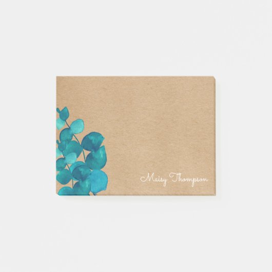 Eucalyptus Bladeren Rustieke Initiaal Naam Post-it® Notes (Voorkant)