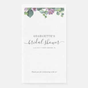 Eucalyptus Bladeren Script Paars Bruidsuitnodiging Servet