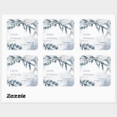 Eucalyptus bladeren stoffig blauwe trouw bruidsboe vierkante sticker (Vel)