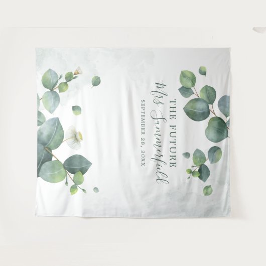 Eucalyptus Bladeren Succulent Photo Booth Wandkleed (Voorkant (horizontaal))