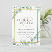 Eucalyptus Bladeren TROUWEN Groene decoratie GOUD  Kaart (Staand voorkant)