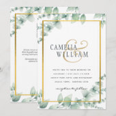 Eucalyptus Bladeren TROUWEN Groene decoratie GOUD  Kaart (Voorkant / Achterkant)