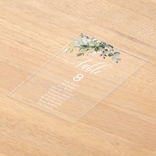 Eucalyptus Bladeren Trouwfeest Stoelen Chart Tafel Acryl Uitnodigingen (Laagn)