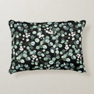 Eucalyptus bladeren: witte bloemen patroon accent kussen
