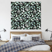 Eucalyptus bladeren: witte bloemen patroon canvas afdruk (Insitu (Slaapkamer))