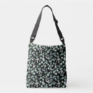 Eucalyptus bladeren: witte bloemen patroon crossbody tas