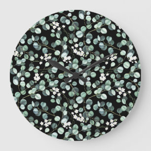 Eucalyptus bladeren: witte bloemen patroon grote klok