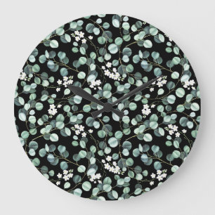 Eucalyptus bladeren: witte bloemen patroon grote klok