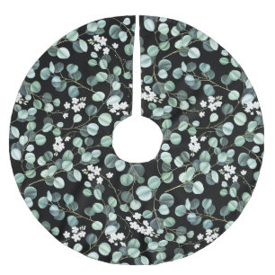 Eucalyptus bladeren: witte bloemen patroon kerstboom rok
