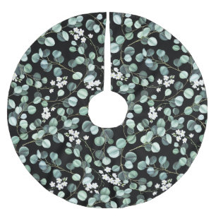 Eucalyptus bladeren: witte bloemen patroon kerstboom rok