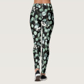 Eucalyptus bladeren: witte bloemen patroon leggings (Achterkant)