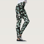 Eucalyptus bladeren: witte bloemen patroon leggings (Rechts)