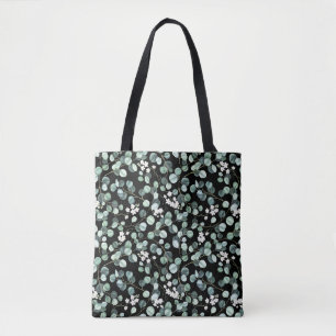Eucalyptus bladeren: witte bloemen patroon tote bag