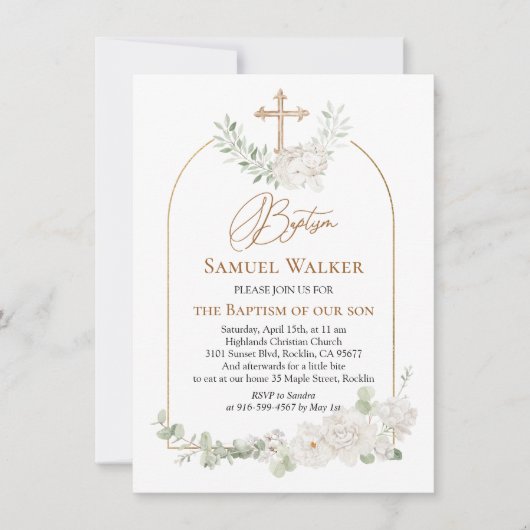 Eucalyptus Bladgroen Bloemenengel Kruisdoop Kaart (Voorkant)