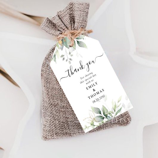 Eucalyptus Bladgroen Bruiloft Gift Label Cadeaulabel