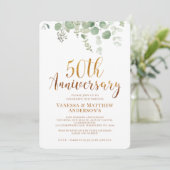 Eucalyptus Bladgroen Goud 50e Jubileum Kaart (Staand voorkant)