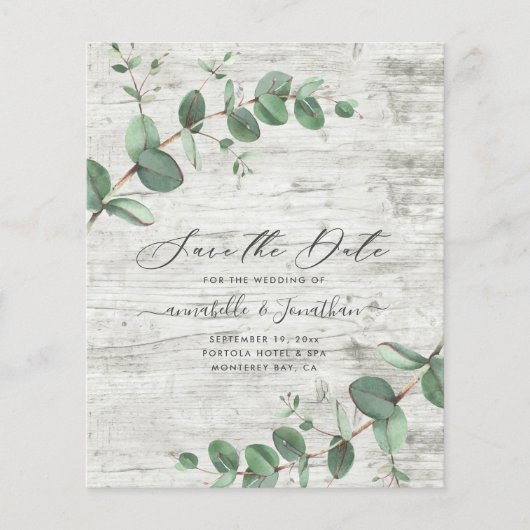 Eucalyptus-bladgroen wit hout Bespaar de datum (Voorkant)