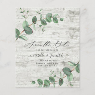 Eucalyptus-bladgroen wit hout Bespaar de datum