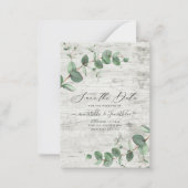 Eucalyptus-bladgroen wit hout Bespaar de datum Notitiekaartje (Voorkant)