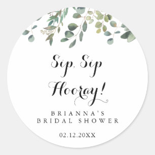 Eucalyptus Bladzijde Sip Hooray Vrijgezellenfeest Ronde Sticker