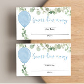 Eucalyptus blauw ballon baby shower raden hoeveel informatiekaartje