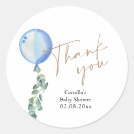 Eucalyptus blauw ballon Baby shower Ronde Sticker