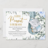 Eucalyptus Blauw Bloemen Kleine Pinda Baby shower Kaart (Voorkant)