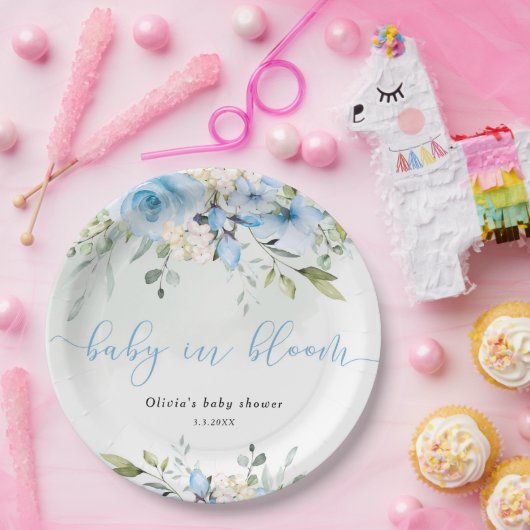 Eucalyptus blauw bloesem baby in bloesem baby show papieren bordje (Feest)