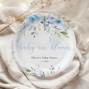 Eucalyptus blauw bloesem baby in bloesem baby show papieren bordje