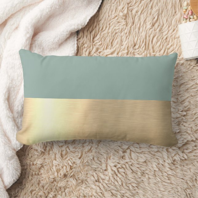 Eucalyptus Blauw Gouden Folie Rustieke Faux Kussen (Deken)
