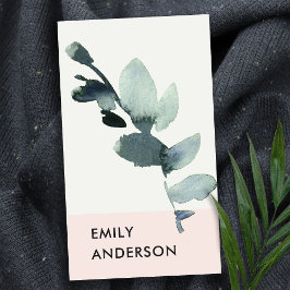 EUCALYPTUS BLAUW ROZE BLADERTAK WATERVERF VISITEKAARTJE