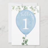 Eucalyptus blauwe ballon 5"x7" tabelnummers kaart (Voorkant)
