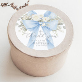 Eucalyptus Blauwe Boog Doop Bedankt Ronde Sticker