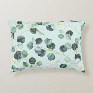 Eucalyptus Bliss: Turquoise Waterverf. Accent Kussen